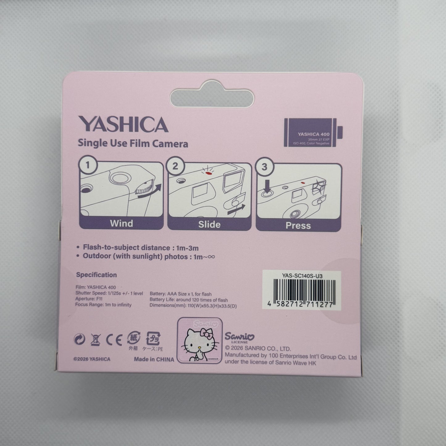 Yashica Kuromi single use camera, back