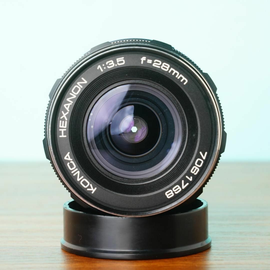 Konica Hexanon 28mm f3.5 AR with case - Filem.sg